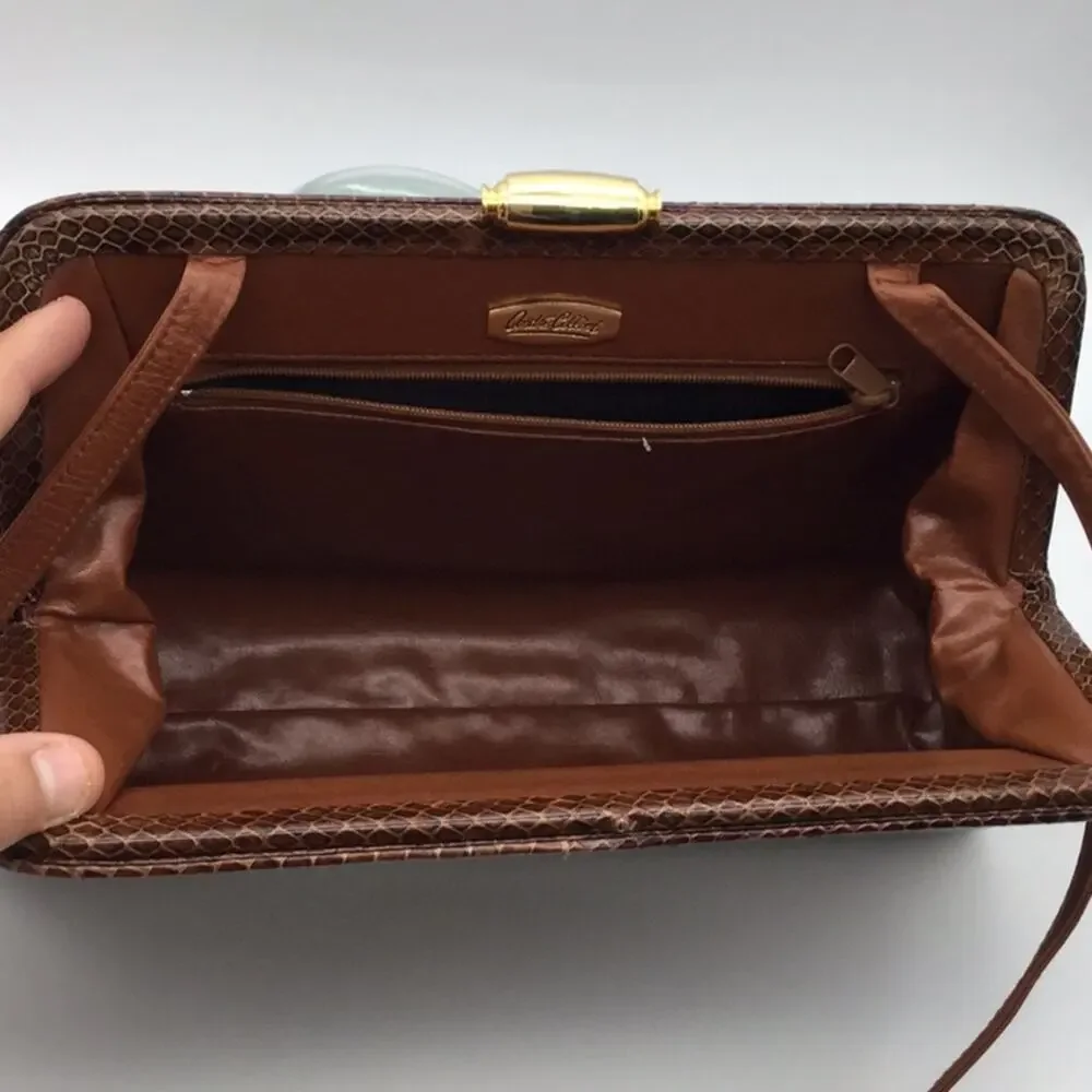 Andre Cellini VTG Leather Snake Crossbody Bag
